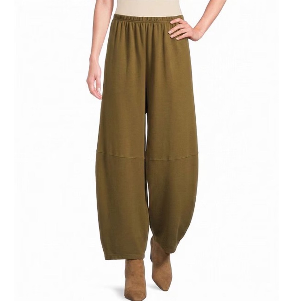 Bryn Walker Bamboo Organic Cotton Lantern Pants Brown Wide Leg Trousers USA Az L